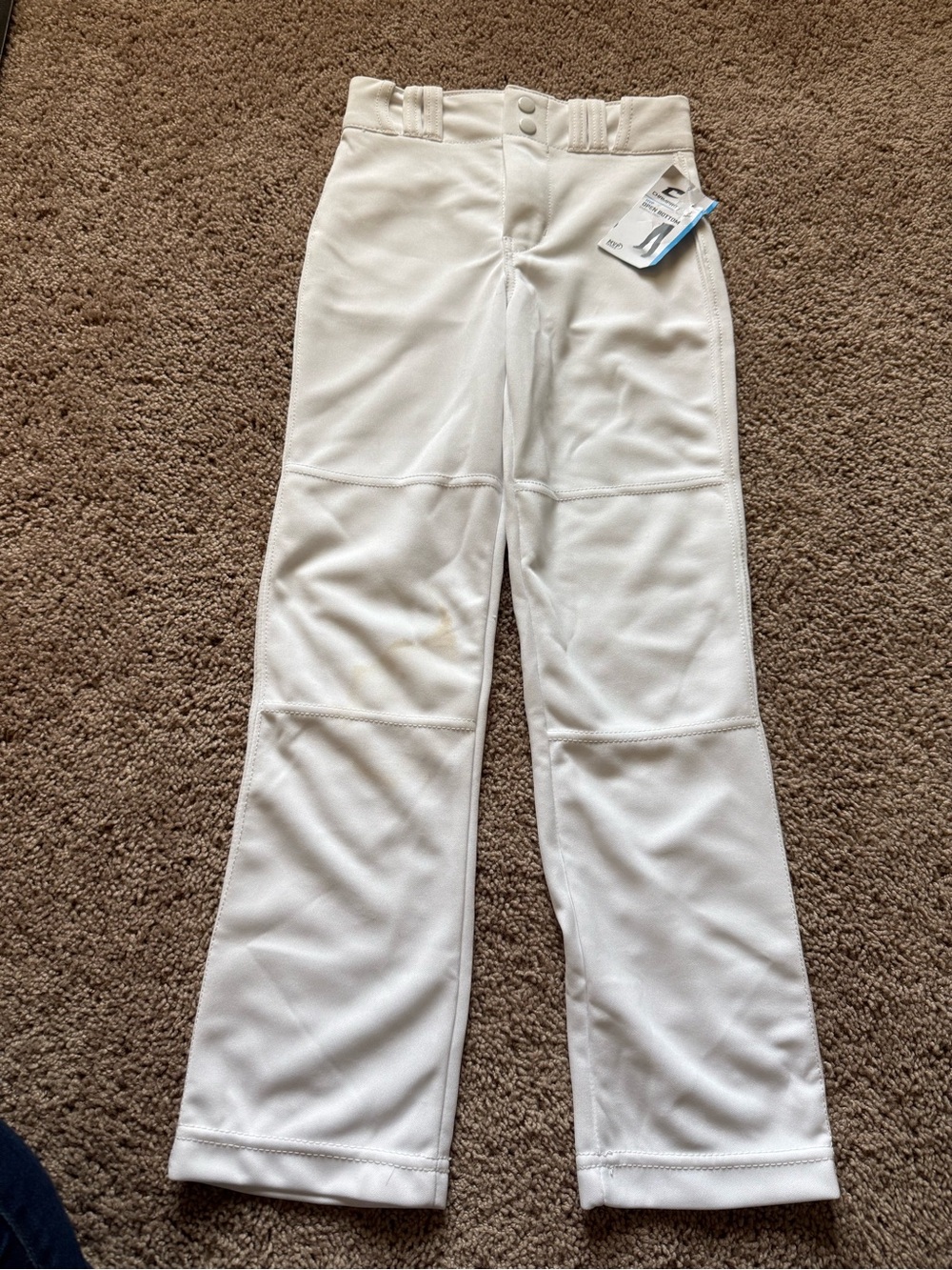 Champro Youth MVP Open Bottom Relaxed Fit Baseball Pant, White, Small